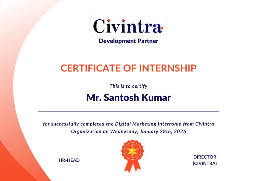 Certificate Of Internship By Civintra Company From Yash Technocrats